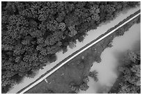 Aerial view of Ohio Erie Canal, Towpath Trail and Cuyahoga River. Cuyahoga Valley National Park ( black and white)
