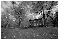 Frazee house with spring wildflowers. Cuyahoga Valley National Park ( black and white)