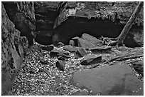 Ice box cave in a cliff, The Ledges. Cuyahoga Valley National Park ( black and white)