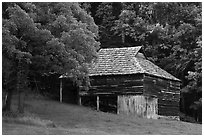 Will Messer Barn, Cataloochee, North Carolina. Great Smoky Mountains National Park ( black and white)