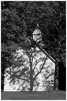 Palmer Chapel with tree shadow, Big Cataloochee, North Carolina. Great Smoky Mountains National Park ( black and white)