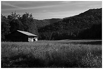 Caldwell Barn and Cataloochee Valley, North Carolina. Great Smoky Mountains National Park ( black and white)