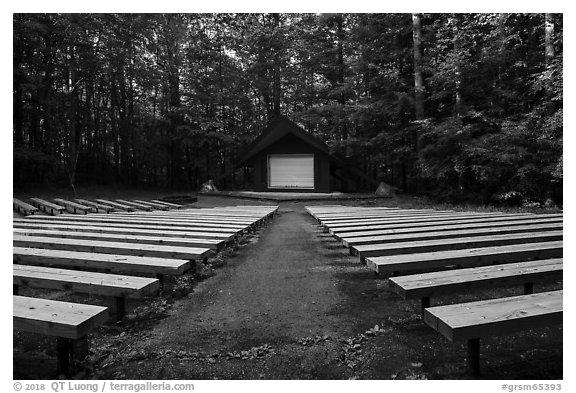 Amphitheater, Elkmont Campground, Tennessee. Great Smoky Mountains National Park (black and white)