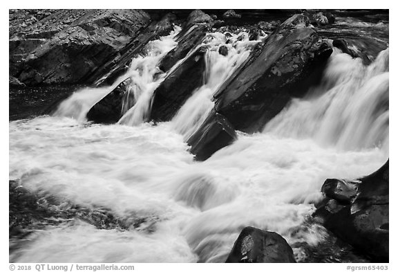 The Sinks waterfall of the Little River, Tennessee. Great Smoky Mountains National Park (black and white)