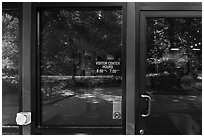 Window reflexion, Sugarlands Visitor Center, Tennessee. Great Smoky Mountains National Park ( black and white)