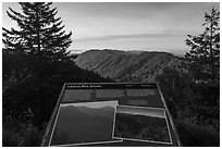 Land of blue smoke interpretive sign, North Carolina. Great Smoky Mountains National Park ( black and white)