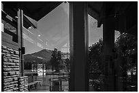 Window reflexion, Oconaluftee Visitor Center, North Carolina. Great Smoky Mountains National Park ( black and white)