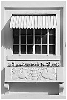 Window and shades, Ozark Baths. Hot Springs National Park ( black and white)