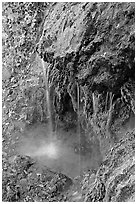 Water from hot springs flowing over tufa rock. Hot Springs National Park, Arkansas, USA. (black and white)