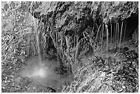 Hot water from springs flowing over tufa rock. Hot Springs National Park ( black and white)