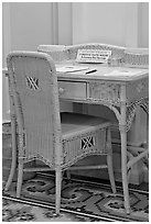 Desk in assembly room. Hot Springs National Park ( black and white)