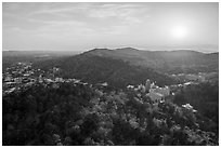 Looking west from Hot Springs Mountain Tower, spring sunset. Hot Springs National Park ( black and white)