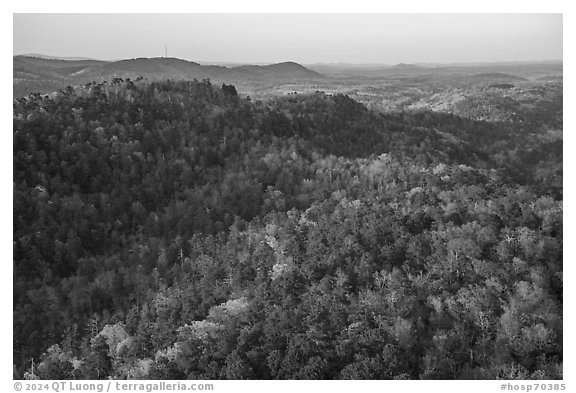 North Mountain and Indian Mountain at sunset. Hot Springs National Park (black and white)