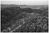 North Mountain and Indian Mountain at sunset. Hot Springs National Park ( black and white)