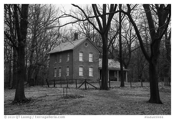 Chellberg Farm in winter. Indiana Dunes National Park (black and white)
