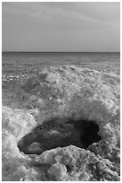 Opening in shelf ice. Indiana Dunes National Park ( black and white)