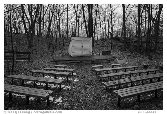 Amphitheater, Dunewood Campground. Indiana Dunes National Park (black and white)