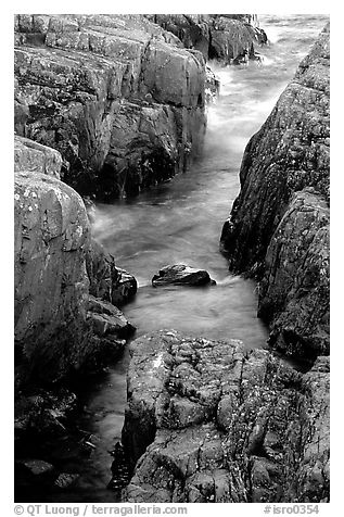 Rock gorge near Scoville point. Isle Royale National Park (black and white)