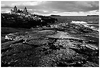 Rock slabs near Scoville point. Isle Royale National Park, Michigan, USA. (black and white)