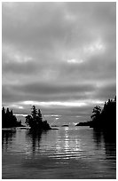Early morning on Chippewa harbor. Isle Royale National Park, Michigan, USA. (black and white)