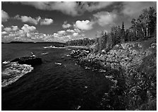 Rocky Lakeshore. Isle Royale National Park ( black and white)