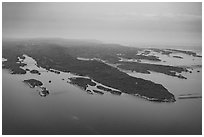 Aerial View of Blake Point and archipelago. Isle Royale National Park ( black and white)