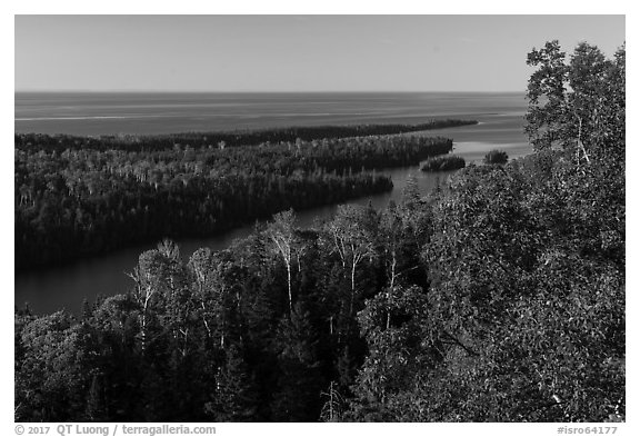 Locke Point from Louise Lookout, afternoon. Isle Royale National Park (black and white)