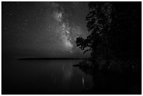 Milky Way and Smithwitck Island from Rock Harbor. Isle Royale National Park ( black and white)