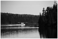 Floatplane take off, Tobin Harbor. Isle Royale National Park ( black and white)