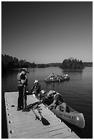 Canoists disembarking, Tobin Harbor. Isle Royale National Park ( black and white)