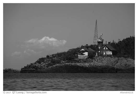 Passage Island Lighthouse 1882. Isle Royale National Park (black and white)