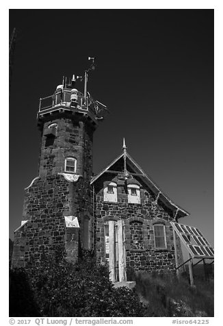 Lighthouse on Passage Island. Isle Royale National Park (black and white)
