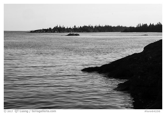 Outer islands from Tookers Island. Isle Royale National Park (black and white)