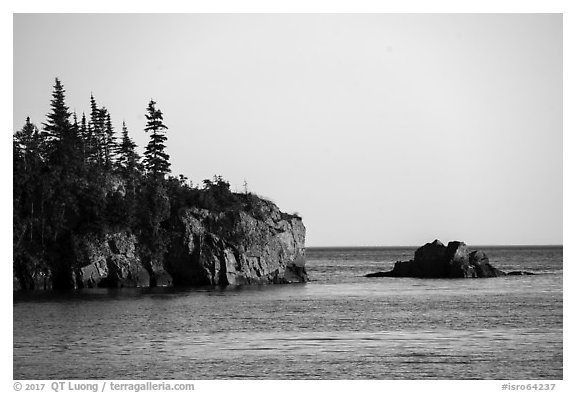 Sea cliffs and rocks, outer island. Isle Royale National Park (black and white)