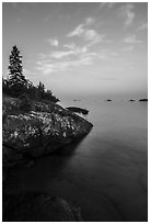 Lakeshore, Rock Harbor, sunset. Isle Royale National Park ( black and white)