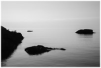 Dark rocks, early morning, Lake Superior. Isle Royale National Park ( black and white)