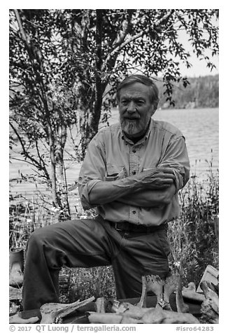 Rolf Peterson, wildlife biologist. Isle Royale National Park (black and white)