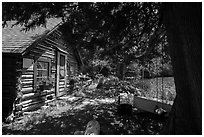 Bangsund Cabin, site of moose and wolf study. Isle Royale National Park ( black and white)