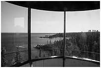 View from inside top of Rock Harbor Lighthouse. Isle Royale National Park ( black and white)