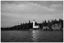 Rock Harbor Lighthouse, early morning. Isle Royale National Park ( black and white)