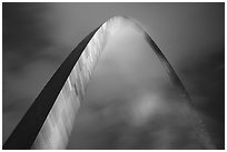 Gateway Arch and clouds at night. Gateway Arch National Park ( black and white)