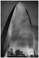 Downtown St Louis seen through Gateway Arch. Gateway Arch National Park ( black and white)