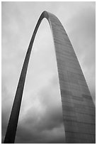 St Louis Arch and cloudy skies. Gateway Arch National Park ( black and white)
