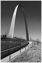 Pathway and Arch. Gateway Arch National Park ( black and white)