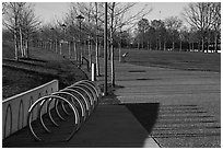 Rings and pathway. Gateway Arch National Park ( black and white)