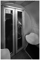 Inside tram capsule. Gateway Arch National Park ( black and white)
