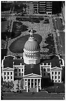 Old Courthouse and Kiener Plaza Park from top of Arch. Gateway Arch National Park ( black and white)