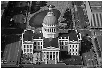 Old Courthouse from top of Arch. Gateway Arch National Park ( black and white)