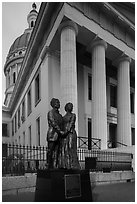Old Courthouse with statue of Dred and Harriet Scott. Gateway Arch National Park ( black and white)