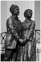 Statue of Dred and Harriet Scott by Harry Weber. Gateway Arch National Park ( black and white)
